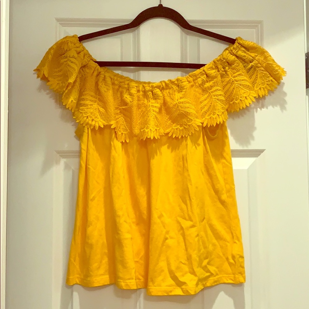 Yellow off the shoulder top - Picture 1 of 8